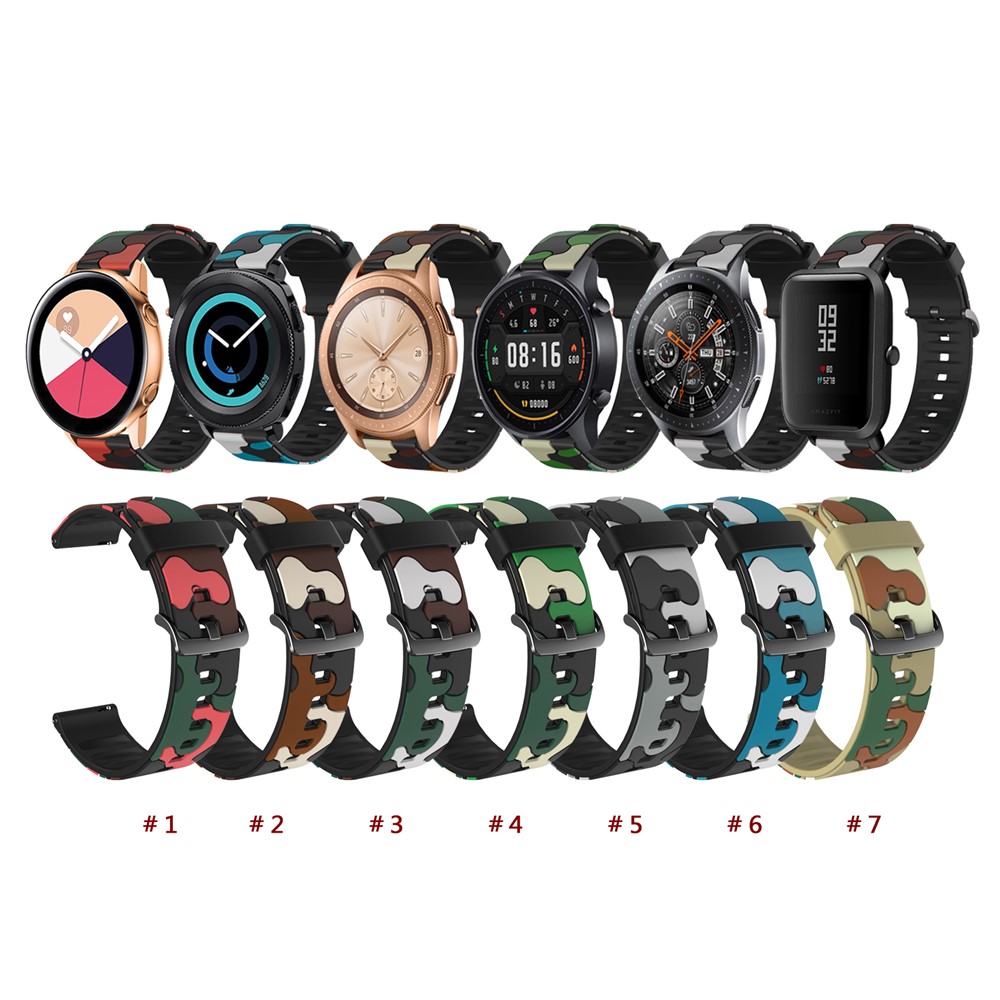Pele Camuflagem 22 Milímetros De Silicone Flexível Faixa De Relógio Para Samsung Relógio Engrenagem S3 / Galáxia 46 Milímetros / Huawei GT2 46 Milímetros / Huami Amazfit Assistir 1/2 / GTR 47 Milímetros - Vermelho-5
