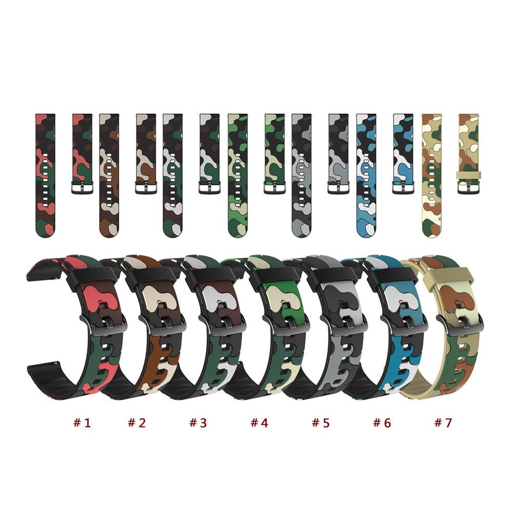 20 Milímetros Camuflagem Faixa De Relógio De Silicone Pele Para Samsung Galaxy Relógio Ativo1 / 2 / Relógio Do Esporte 42 Milímetros / Engrenagem / Huami Amazfit GTR 42 Milímetros / Bip Gts / Garmin VivoActive 3 / Move Hr / Relógio Huawei GT2 42 Milímetros - Vermelho-4