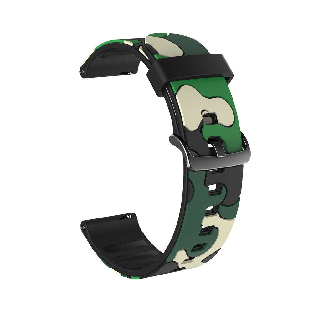 20mm Camouflage Skin Silicone Watch Band for Samsung Galaxy Watch Active1/2/Watch 42mm/Gear Sport/Huami Amazfit GTR 42mm/Bip GTS/Garmin Vivoactive 3/Move HR/Huawei Watch GT2 42mm - Green-1