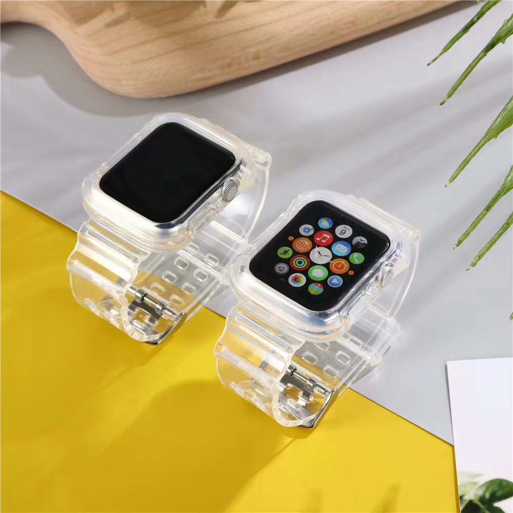 Transparent Bracelet À Puce De Silicone Pour La Série De Montres De Pomme 5/4 44mm / Série 3/2/1 42mm-3