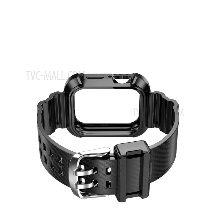 Carbon Fiber Grain Silicone Smart Watchband for Apple Watch Series 5/4 44mm - Black-7