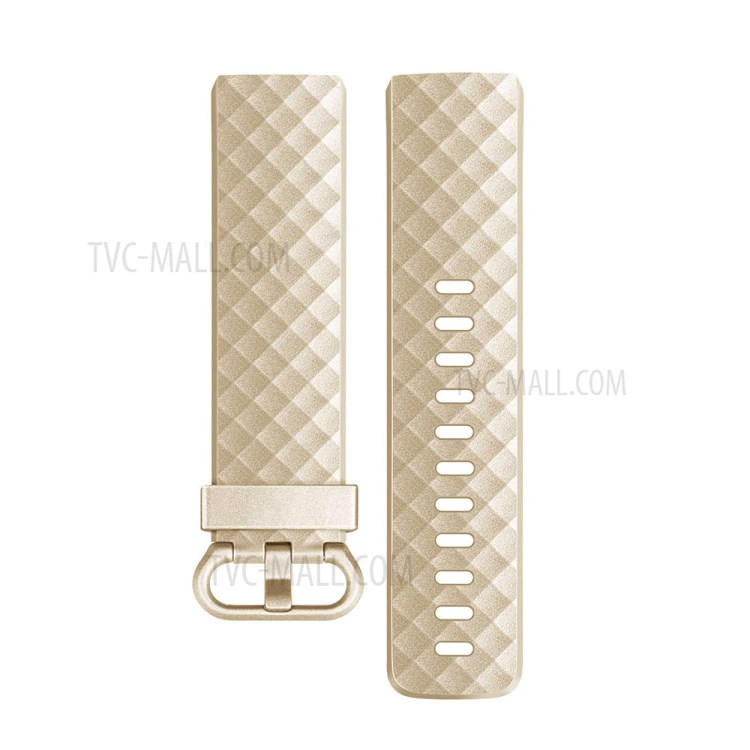 De Metal-like Alça De Substituição Relógio Cor Silicone, Tamanho S Para A Carga Fitbit 3 - Ouro Champagne-1