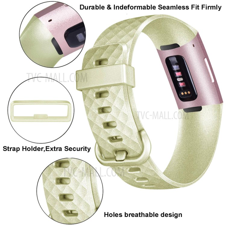 De Metal-like Alça De Substituição Relógio Cor Silicone, Tamanho S Para A Carga Fitbit 3 - Ouro-2