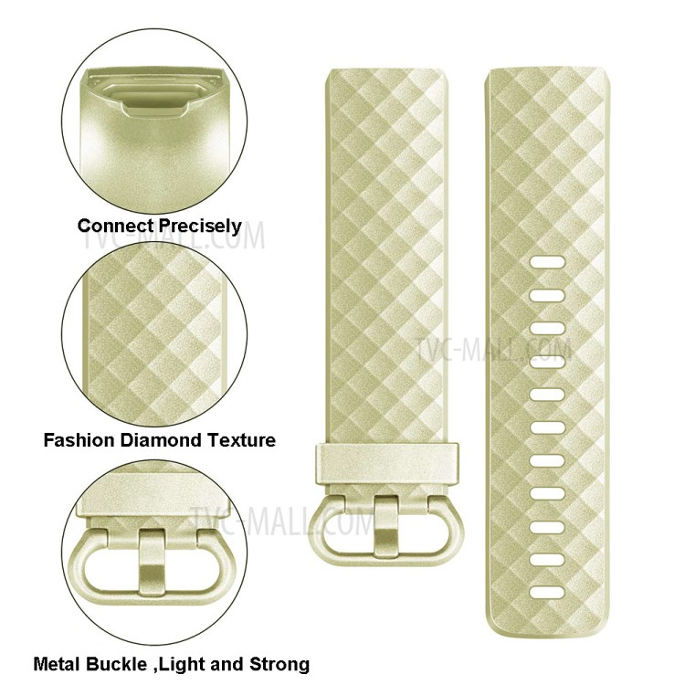 De Metal-like Alça De Substituição Relógio Cor Silicone, Tamanho S Para A Carga Fitbit 3 - Ouro-4