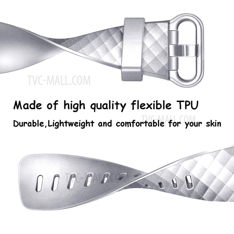 Métal Comme La Couleur Bracelet De Remplacement De La Montre De Silicone, Taille L Pour La Charge De Fitbit 3 - Argent-3