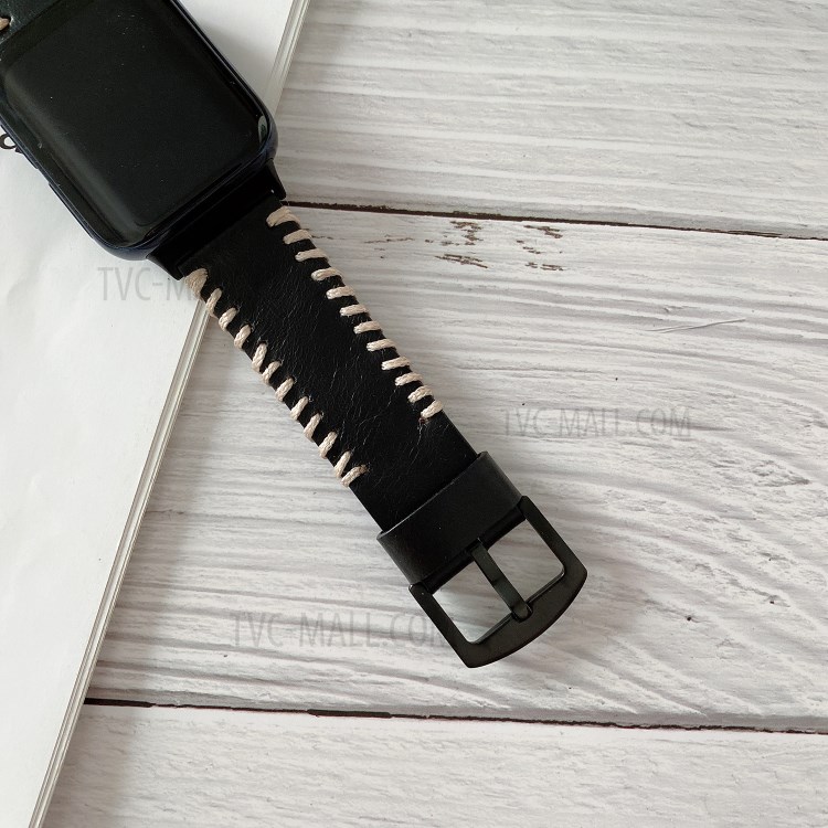 Véritable Décor De Couture En Cuir Bracelet À Puce Pour OPPO Montre 41mm - Noir-2