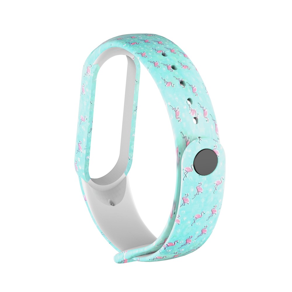 Pattern Printing TPU Watch Band Strap Replacement for Xiaomi Mi Band 5 - Flamingo-1