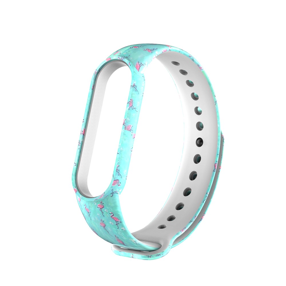 Pattern Printing TPU Watch Band Strap Replacement for Xiaomi Mi Band 5 - Flamingo-3