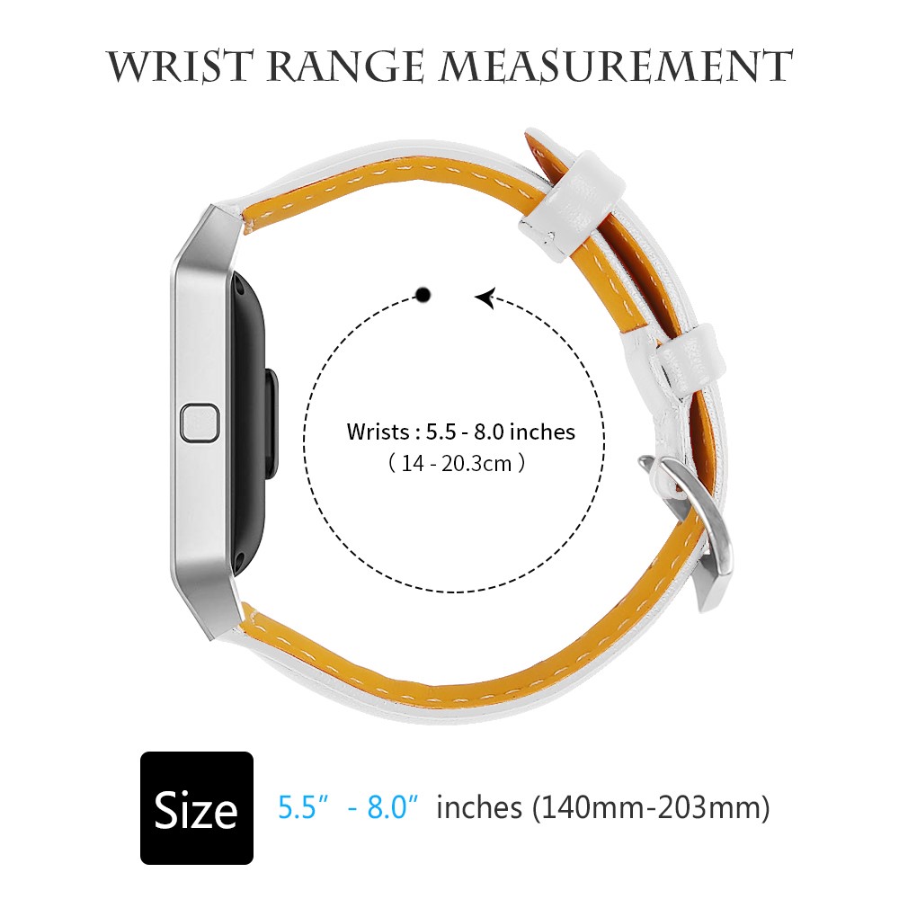Top Layer Cowhide Leather Smart Watch Band for Fitbit Blaze - White-3