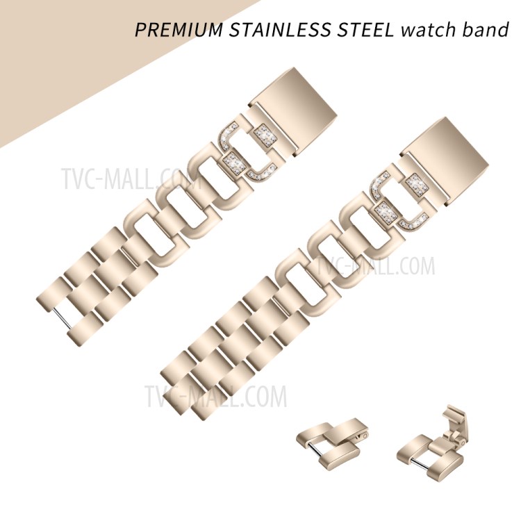 Rhinestone Decor Stainless Steel Alloy Smart Watch Band for Fitbit Charge 2 - Gold-1