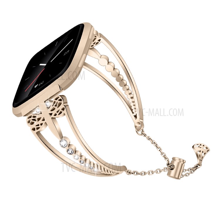 Dragonfly Shape Rhinestone Decor Stainless Steel Smart Watch Band for Fitbit Versa/Versa Lite/Versa2 - Gold-6