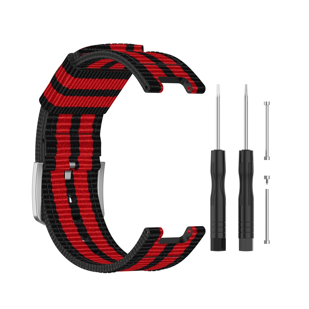 Rainbow Nylon Canvas Watch wit Installation Tool for Amazfit T-Rex - Black/Red/Black/Red/Black-1
