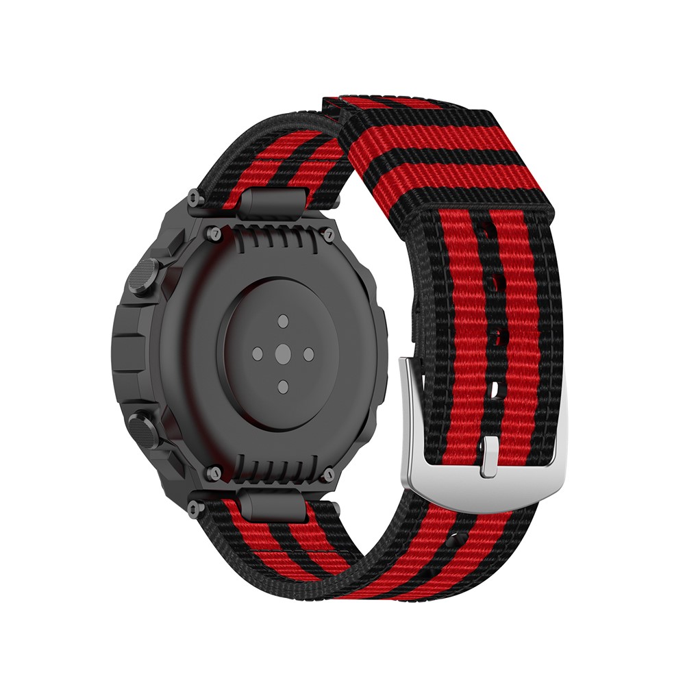 Rainbow Nylon Canvas Watch wit Installation Tool for Amazfit T-Rex - Black/Red/Black/Red/Black-3