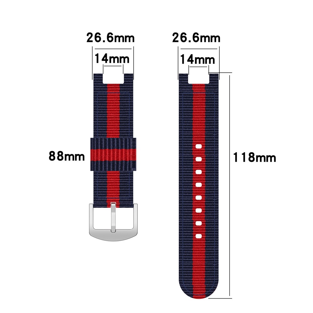 Rainbow Nylon Canvas Watch wit Installation Tool for Amazfit T-Rex - Black/Red/Black/Red/Black-7