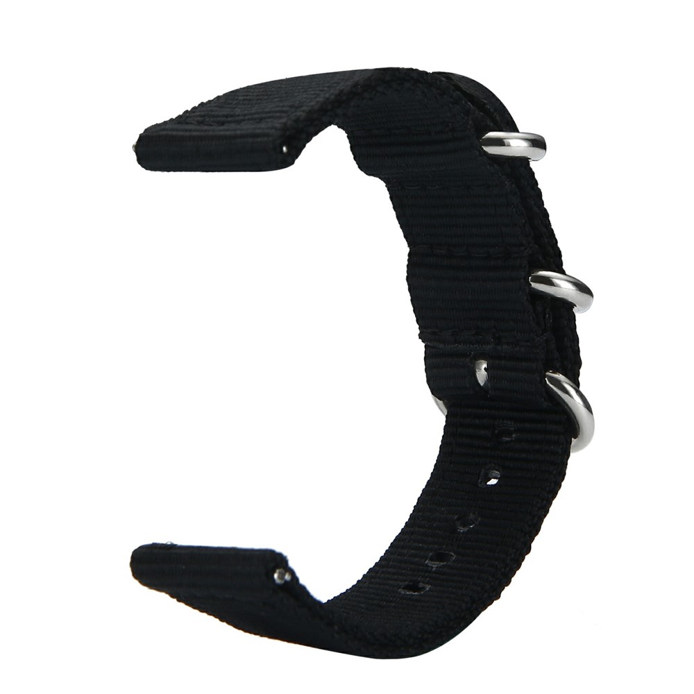 20mm Three Buckles Canvas Watch Band for Garmin 245/Vivoactive 3/Venu/Vivomove HR - Black-2