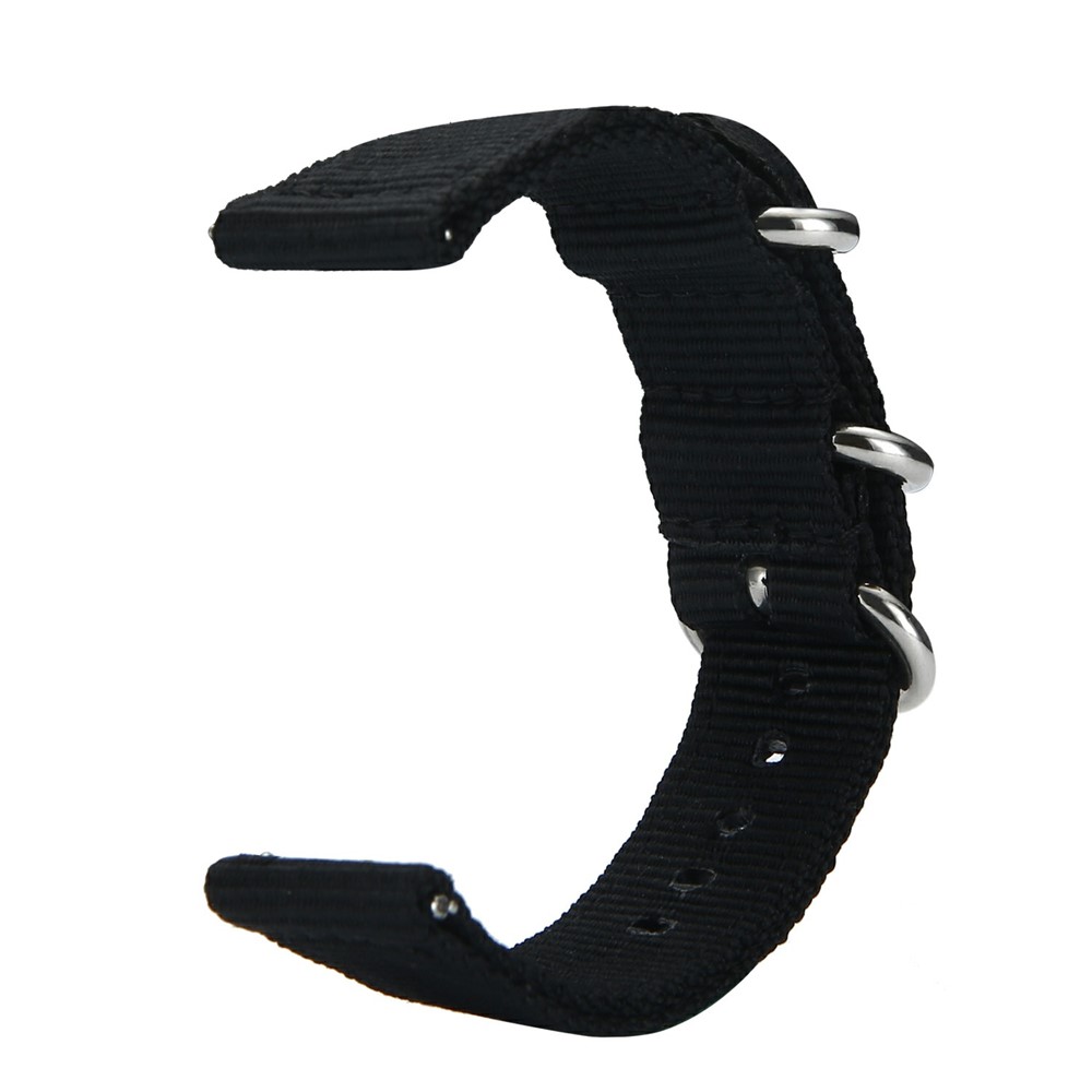 20mm Three Buckles Canvas Watch Band for Garmin 245/Vivoactive 3/Venu/Vivomove HR -  Black-2