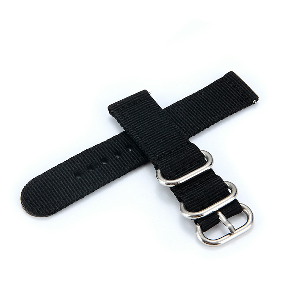 20mm Three Buckles Canvas Watch Band for Garmin 245/Vivoactive 3/Venu/Vivomove HR - Black-3
