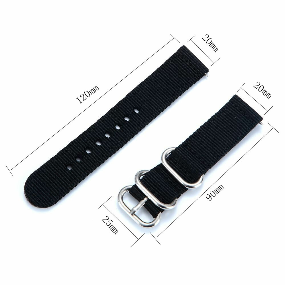 20mm Three Buckles Canvas Watch Band for Garmin 245/Vivoactive 3/Venu/Vivomove HR - Black-6