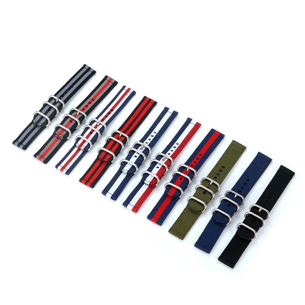 20mm Three Buckles Canvas Watch Band for Garmin 245/Vivoactive 3/Venu/Vivomove HR - Black-8
