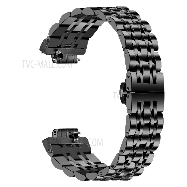 Seven beads Butterfly Buckle Stainless Steel Watch Band for Fitbit Inspire HR - Black-1