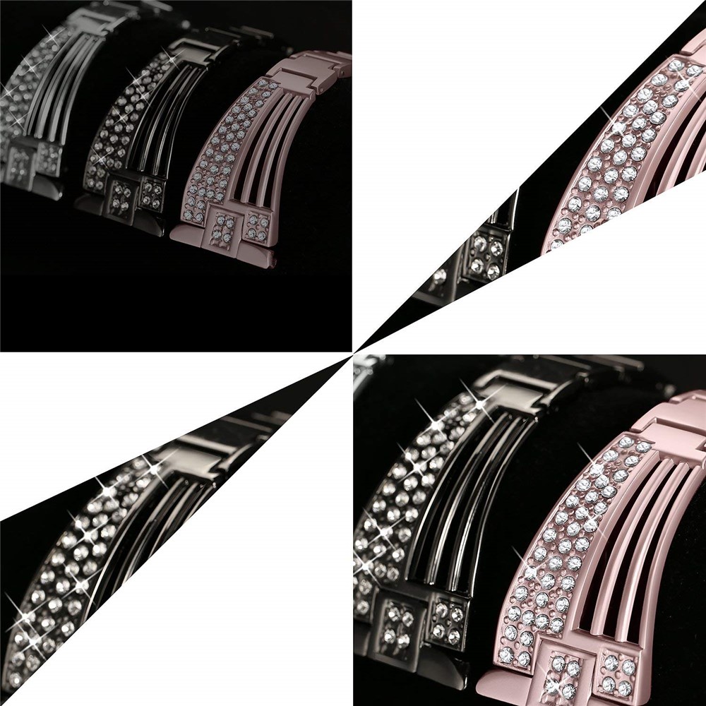 Hollowed-out Rhinestone Decor Zinc Alloy Smart Watch Band for Fitbit Versa - Rose Gold-6