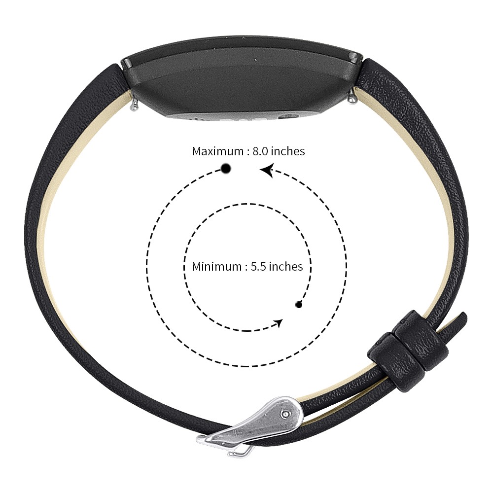 Single Loop Hemming Genuine Leather Short Style Watch Band for Fitbit Inspire/Inspire HR - Black-3