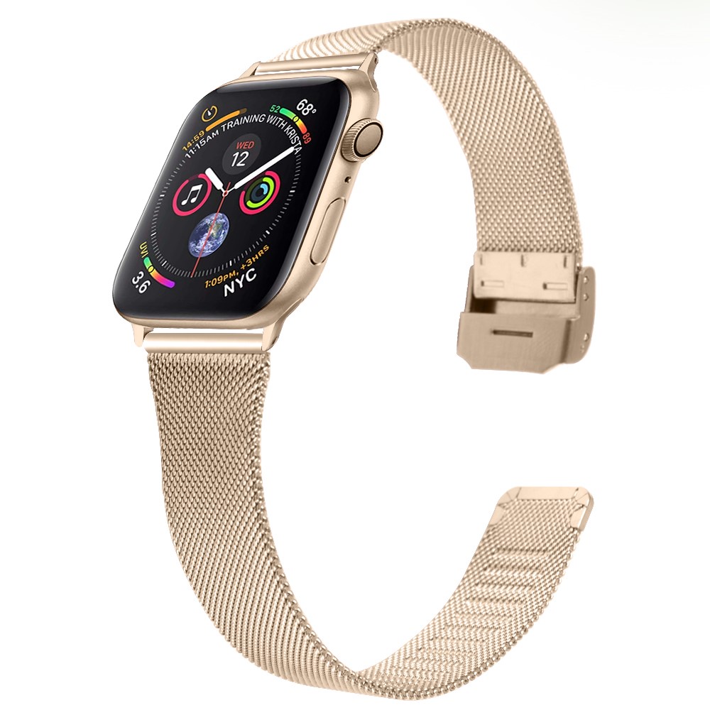 Milanese Stainless Steel Magnetic Mesh Watch Band for Apple Watch Series 1/2/3 42mm - Champagne Gold-3