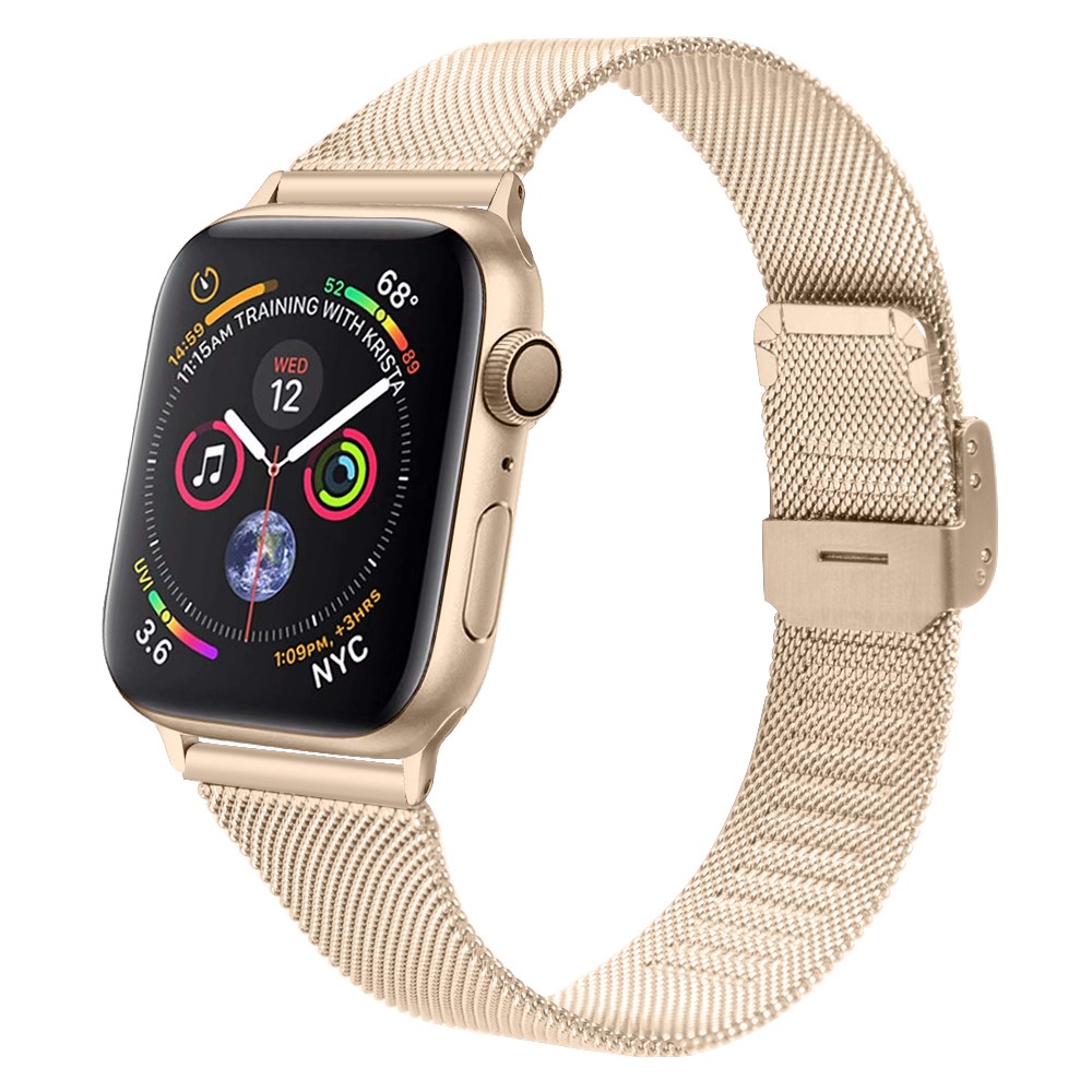 Milanese Stainless Steel Magnetic Mesh Watch Band for Apple Watch Series 1/2/3 38mm - Champagne Gold-6