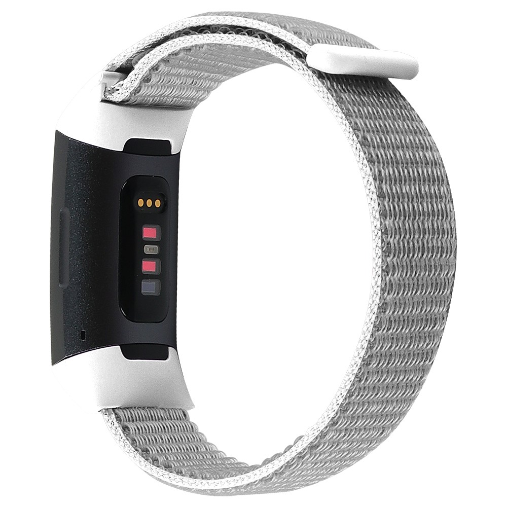 Nylon Knit Loop Fastener Smart Watch Strap for Fitbit Charge 4/3 - Grey-1