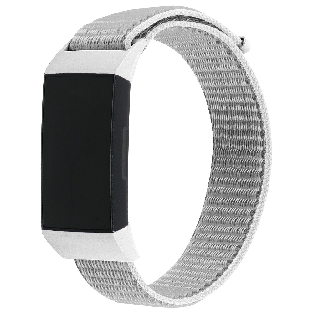 Nylon Knit Loop Fastener Smart Watch Strap for Fitbit Charge 4/3 - Grey-3