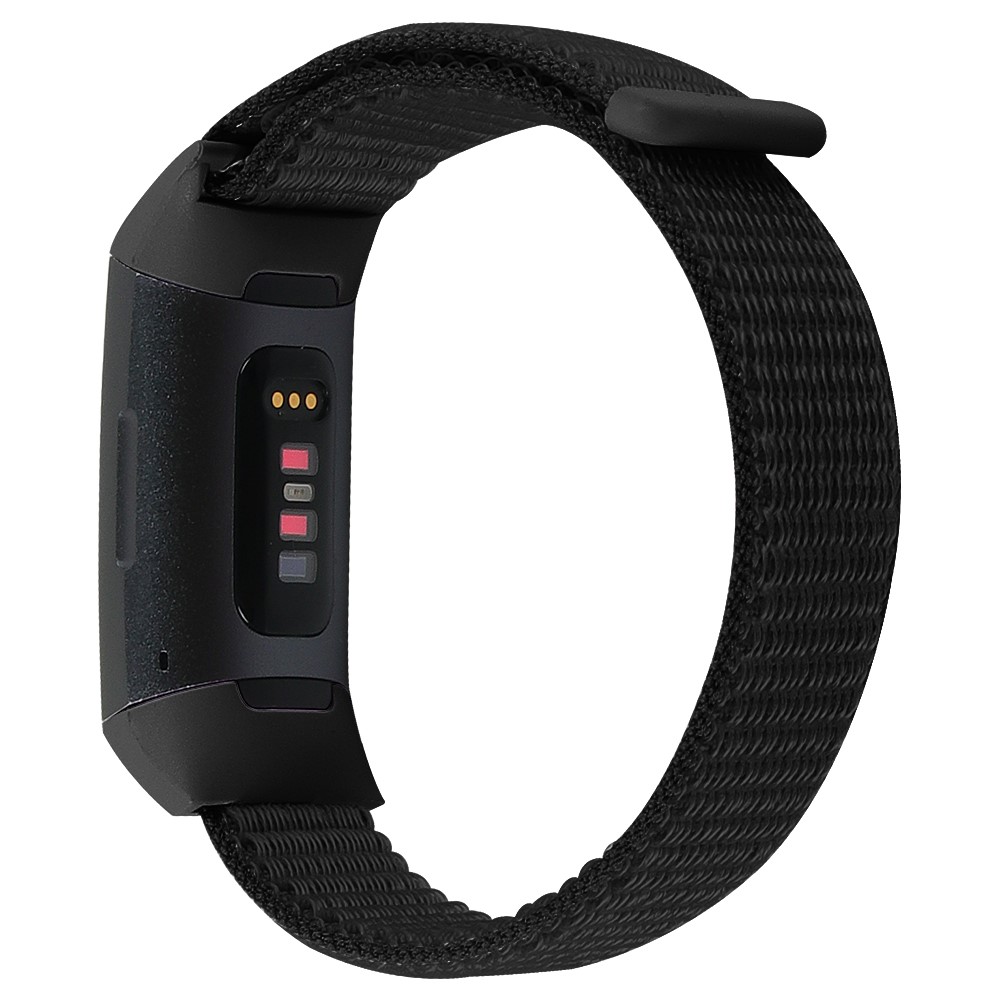 Nylon Knit Loop Fastener Smart Watch Strap for Fitbit Charge 4/3 - Black-1