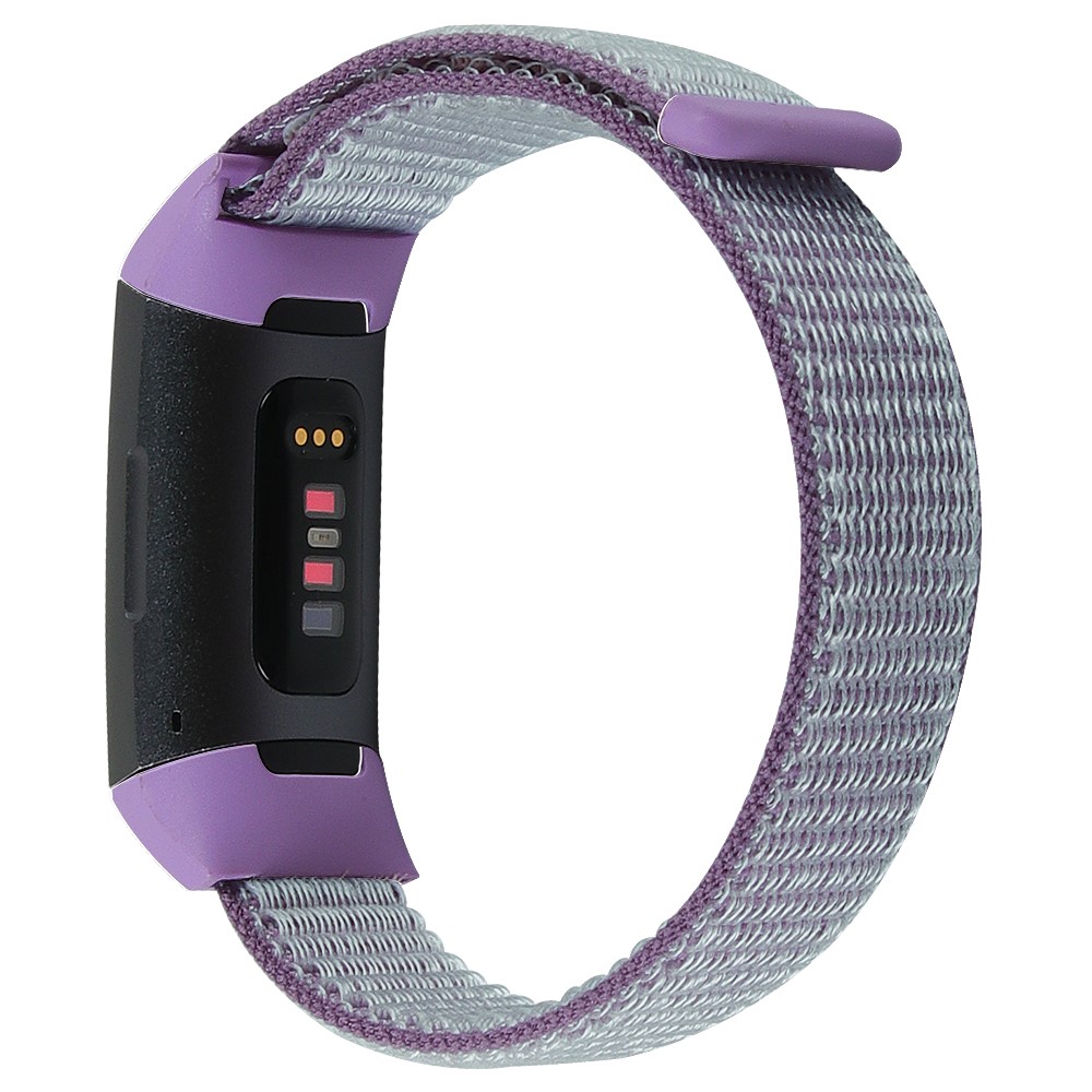 Nylon Knit Loop Fastener Smart Watch Strap for Fitbit Charge 4/3 - Purple-1