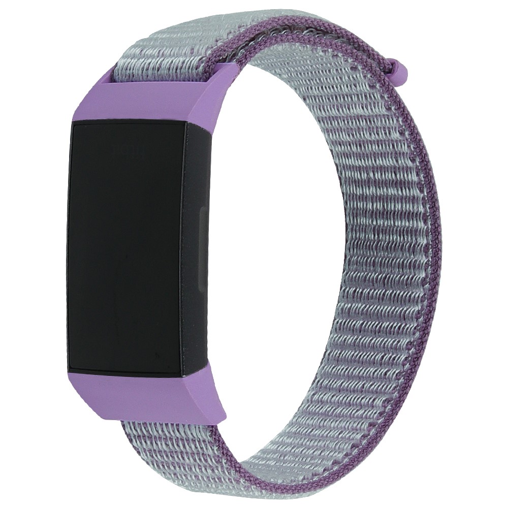 Nylon Knit Loop Fastener Smart Watch Strap for Fitbit Charge 4/3 - Purple-3