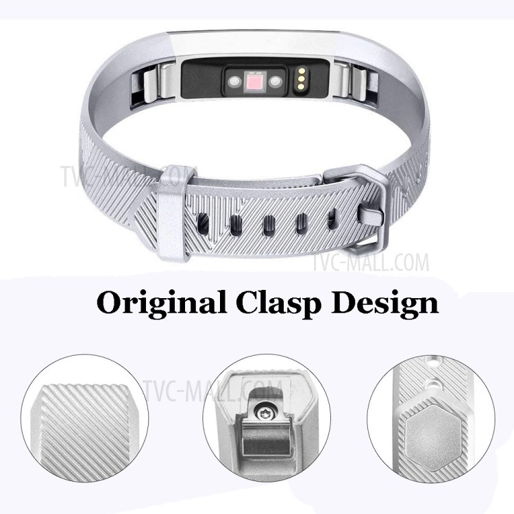 Metallähnliche Farbe Silikon Ersatz Uhrarmband, Größe L Für Fitbit Alta / Alta HR - Silber-3