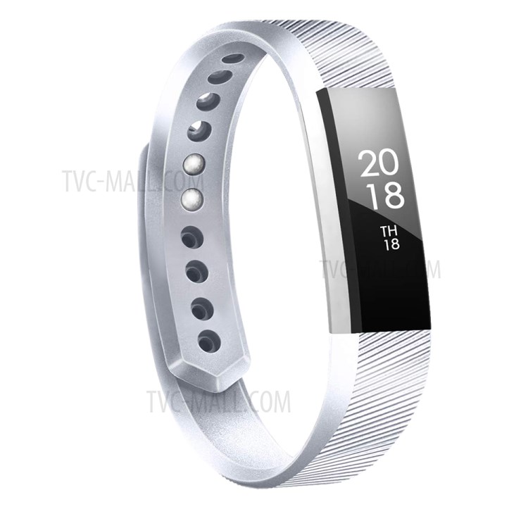 Metallähnliche Farbe Silikon Ersatz Uhrarmband, Größe L Für Fitbit Alta / Alta HR - Silber-6