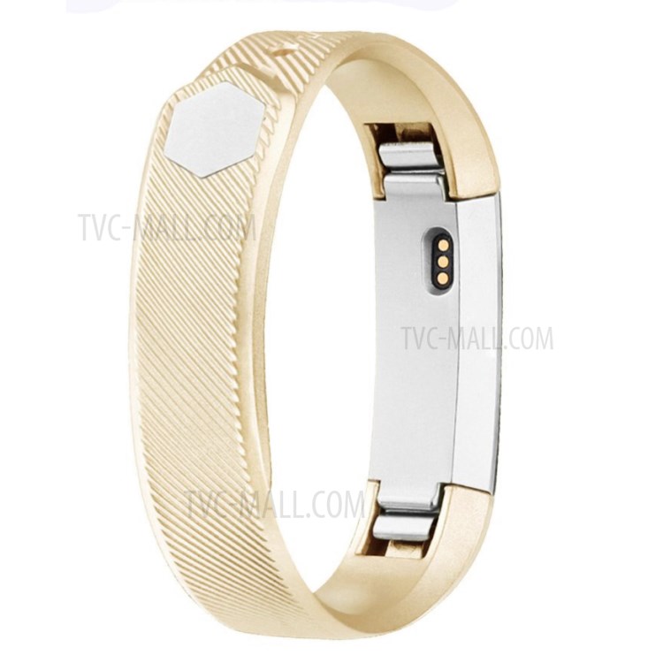 Metallähnliche Farbe Silikonband Uhrarmband, Größe S Für Fitbit Alta / Alta HR - Champagner Gold-1