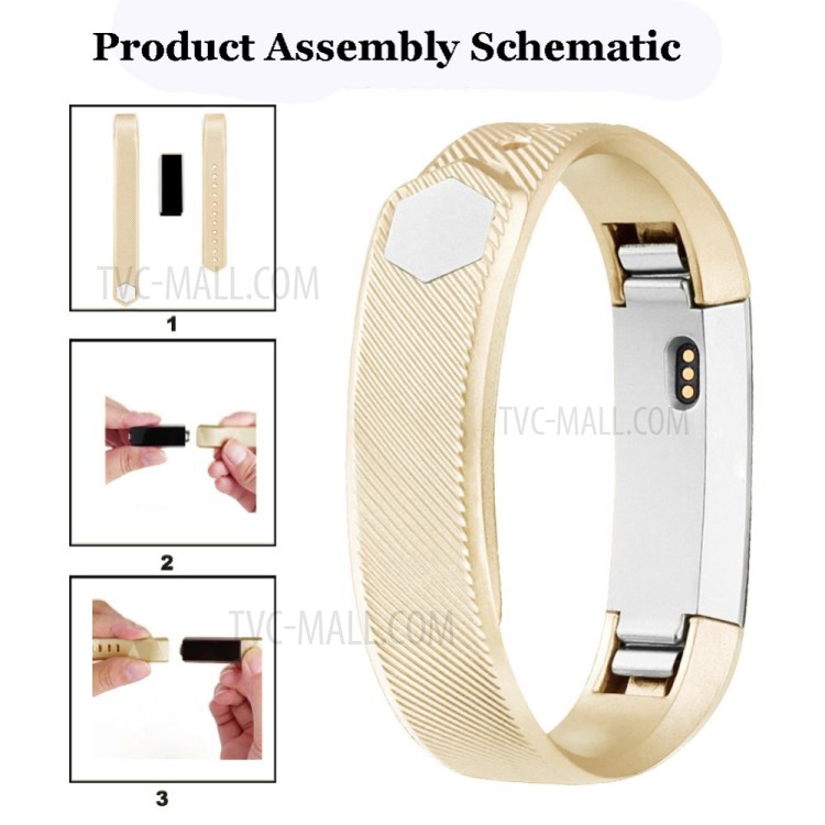 Metallähnliche Farbe Silikonband Uhrarmband, Größe S Für Fitbit Alta / Alta HR - Champagner Gold-2