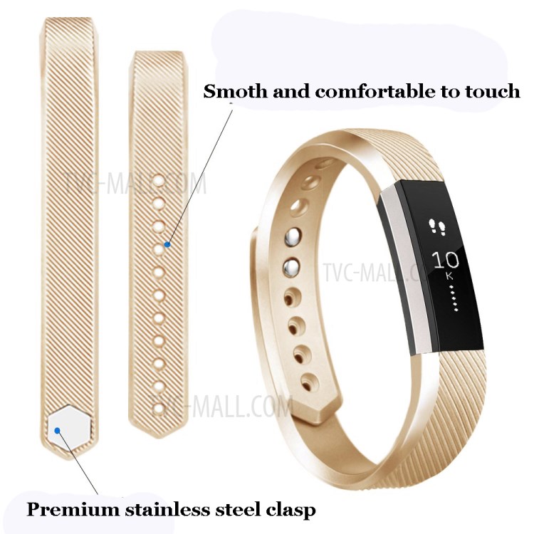Metallähnliche Farbe Silikonband Uhrarmband, Größe S Für Fitbit Alta / Alta HR - Champagner Gold-3
