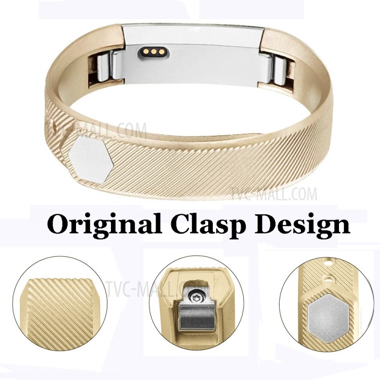 Metallähnliche Farbe Silikonband Uhrarmband, Größe S Für Fitbit Alta / Alta HR - Champagner Gold-4