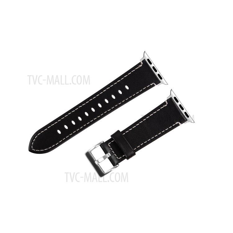 Classical Buckle Genuine Leather Watch Strap for Apple Watch Series 5/4 40mm / Series 3/2/1 38mm - Black-5