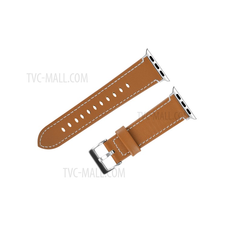 Classical Buckle Genuine Leather Watch Strap for Apple Watch Series 5/4 40mm / Series 3/2/1 38mm - Brown-1