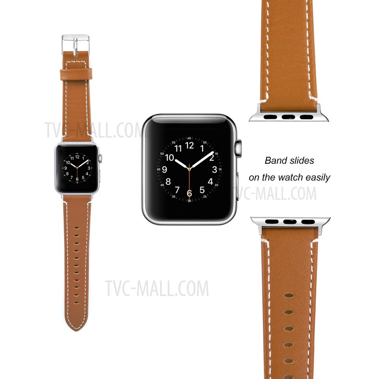 Classical Buckle Genuine Leather Watch Strap for Apple Watch Series 5/4 40mm / Series 3/2/1 38mm - Brown-3