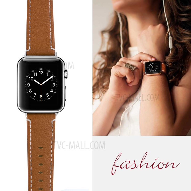 Classical Buckle Genuine Leather Watch Strap for Apple Watch Series 5/4 40mm / Series 3/2/1 38mm - Brown-5