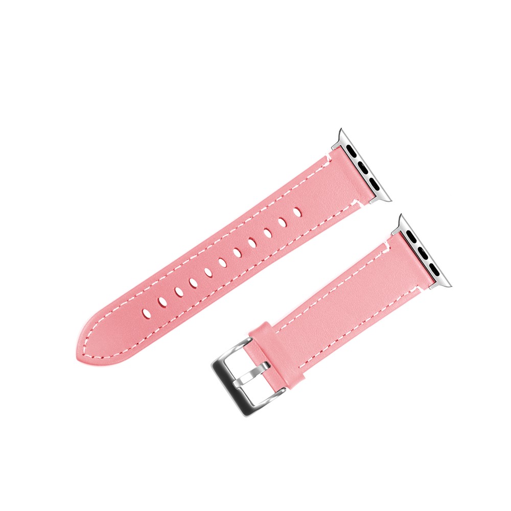 Classical Buckle Genuine Leather Watch Strap for Apple Watch Series 5/4 40mm / Series 3/2/1 38mm - Pink-1