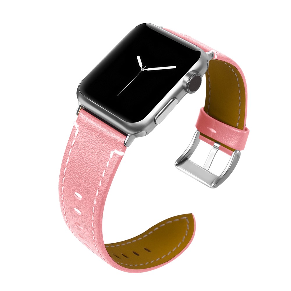 Classical Buckle Genuine Leather Watch Strap for Apple Watch Series 5/4 40mm / Series 3/2/1 38mm - Pink-2