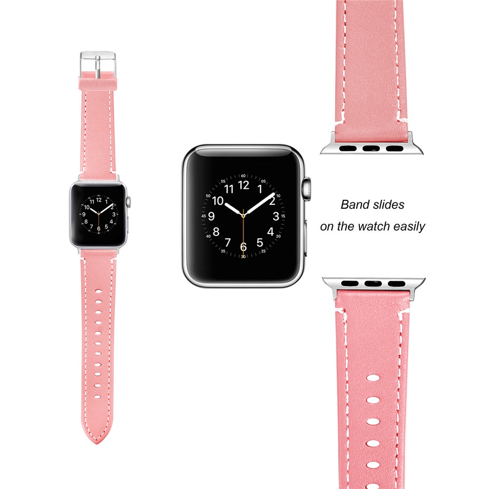 Classical Buckle Genuine Leather Watch Strap for Apple Watch Series 5/4 40mm / Series 3/2/1 38mm - Pink-3