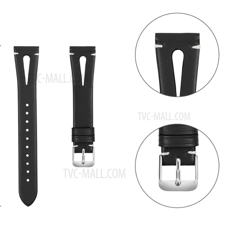 Genuine Leather Printing Skin Watch Band for Fitbit Versa - Black-1