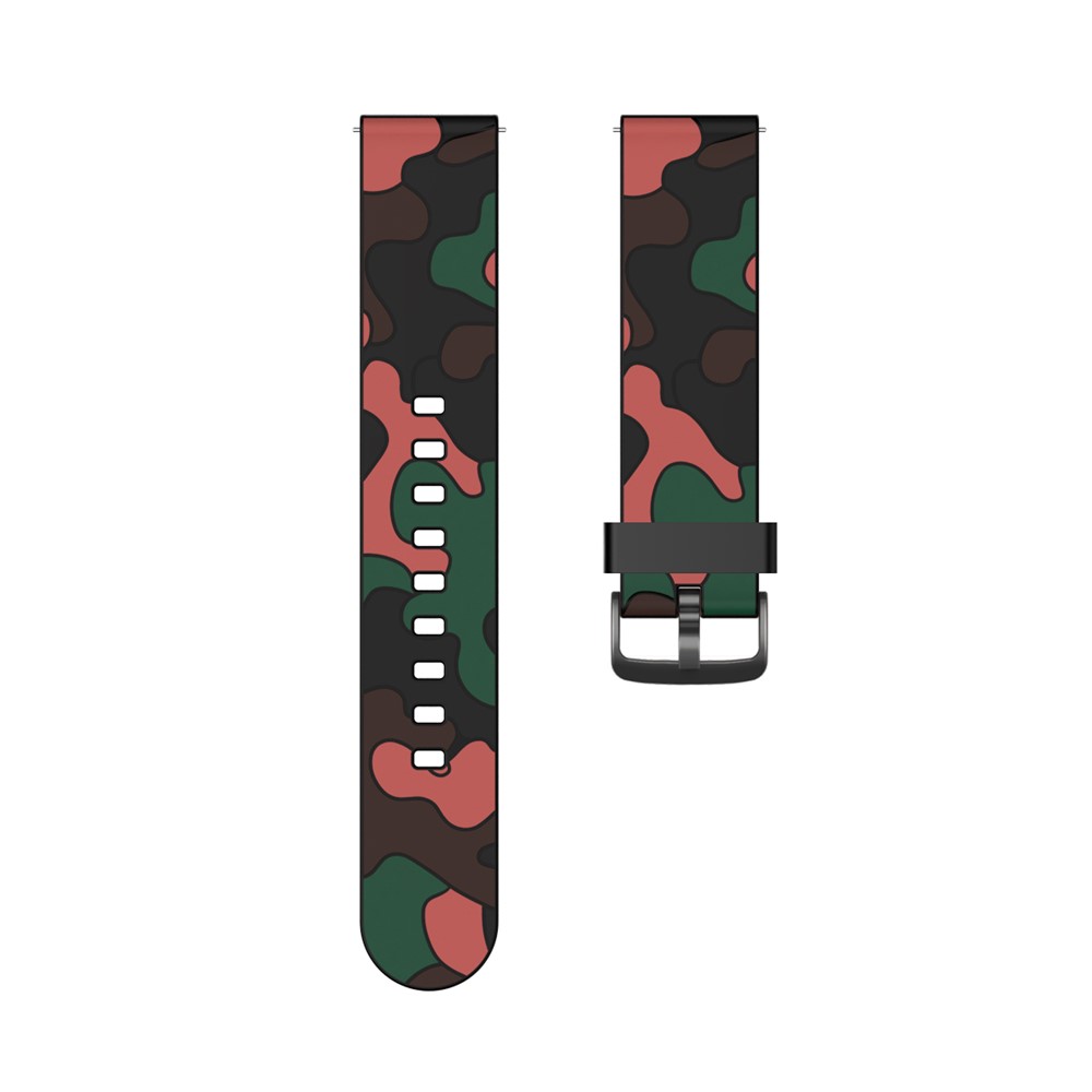 20mm Camouflage Surface with Black Buckle Silicone Watch Band for Huawei Watch GT 2 42mm/Huami Amazfit Watch Youth Edition - Red-2