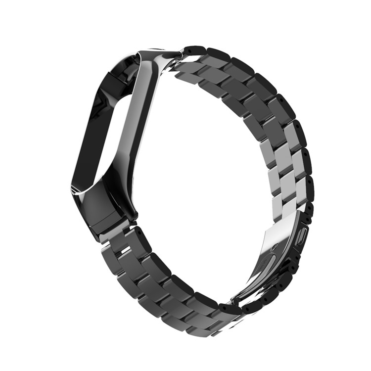 Tre Perle in Acciaio Inossidabile Watch Strap Banda di Ricambio Per Xiaomi Mi Band 5 - Nero