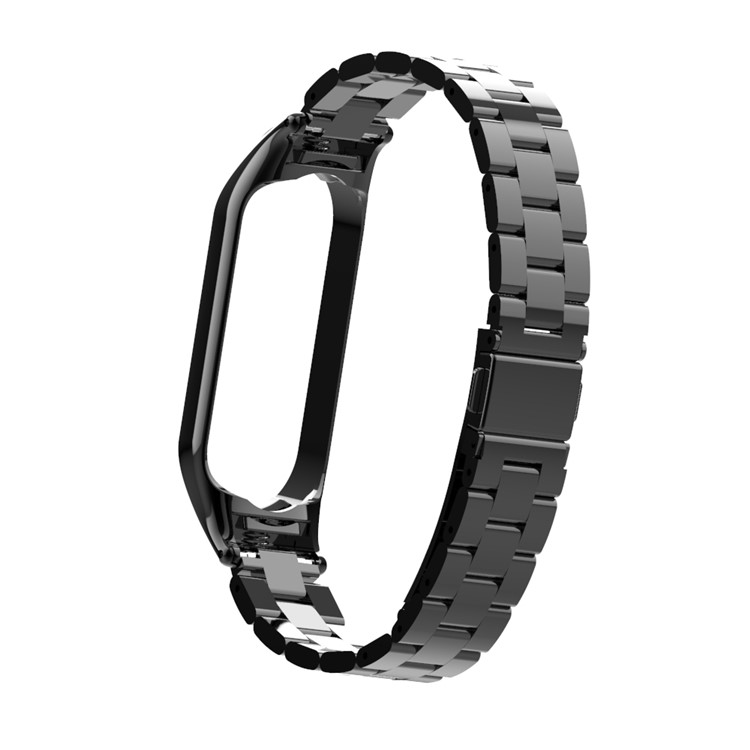 Trois Perles Bande de Remplacement de Sangle de Montre en Acier Inoxydable Pour Xiaomi Mi-bande 5 - le Noir